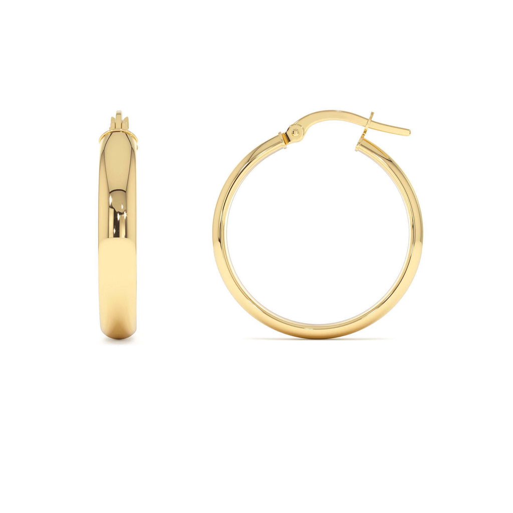 14K Gold 4MM Medium Hoops - view 2