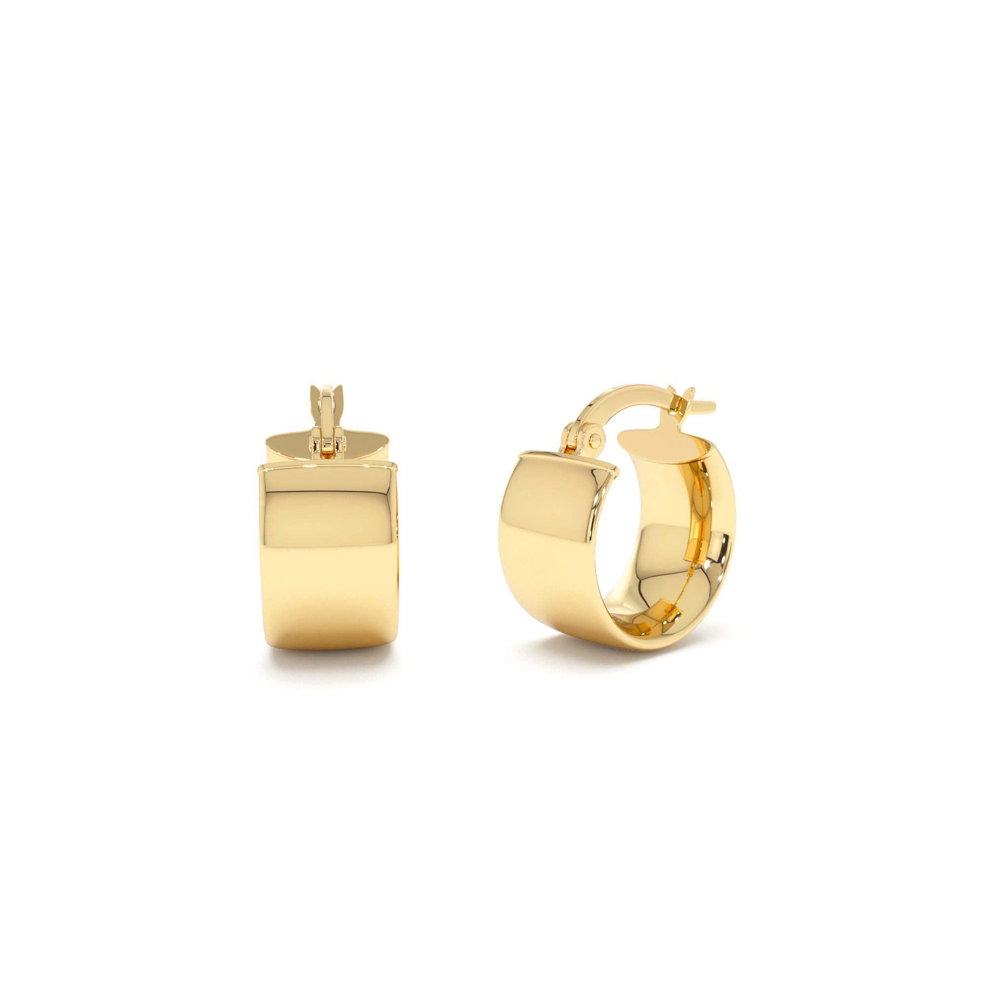14K Gold 8MM Wide Hoop Earrings by Orlina Fine