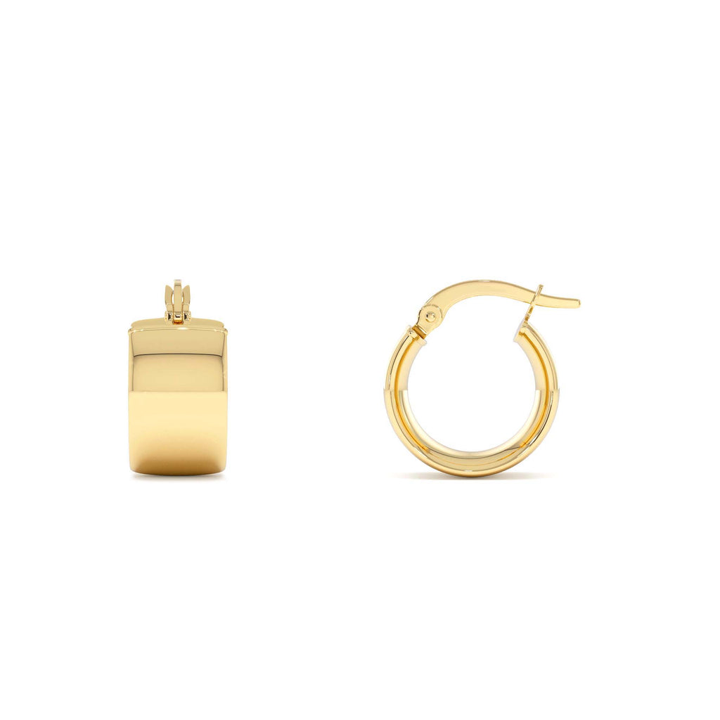 14K Gold 8MM Wide Hoop Earrings - view 2