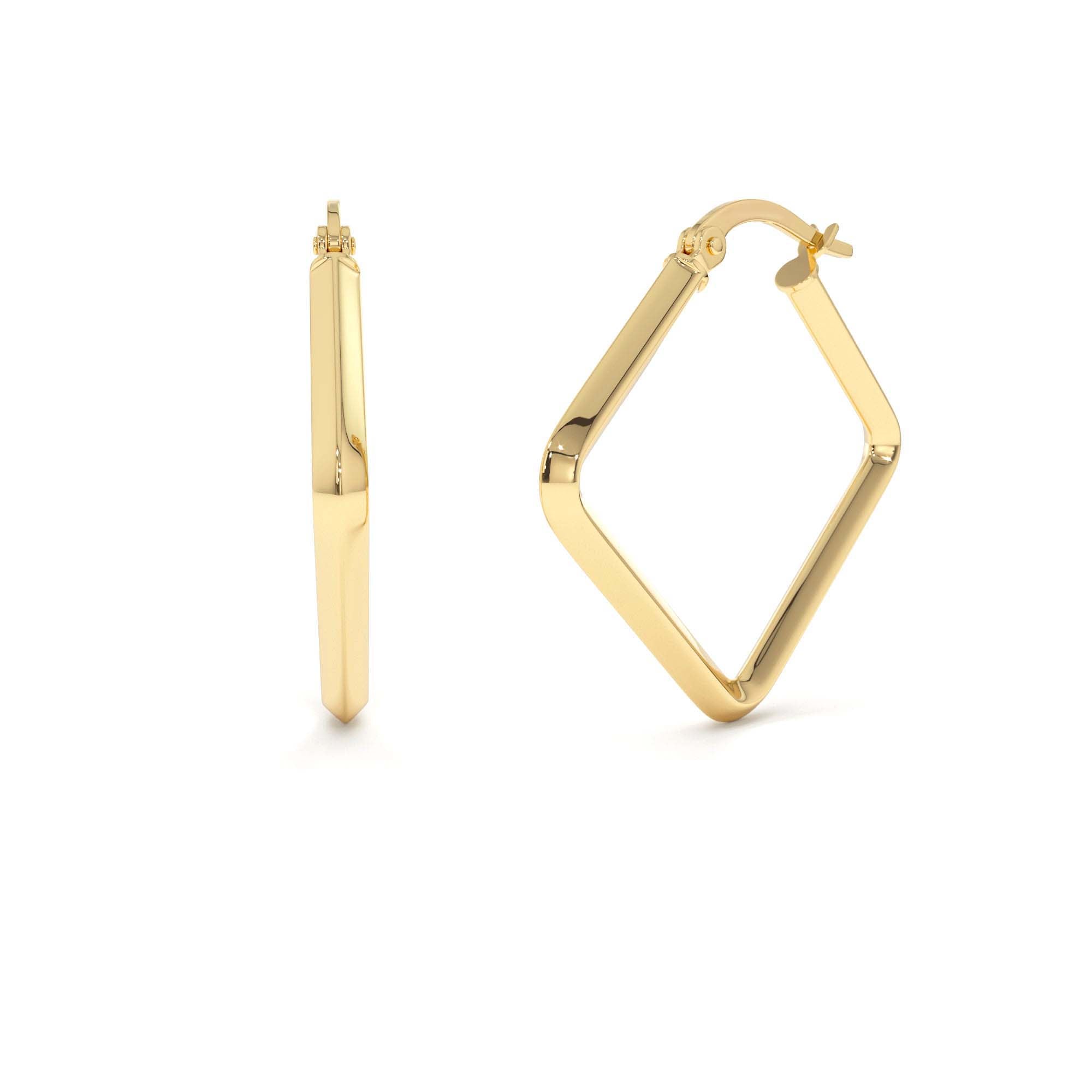 14K Gold Geometric Shaped Square Hoop Earrings by Orlina Fine