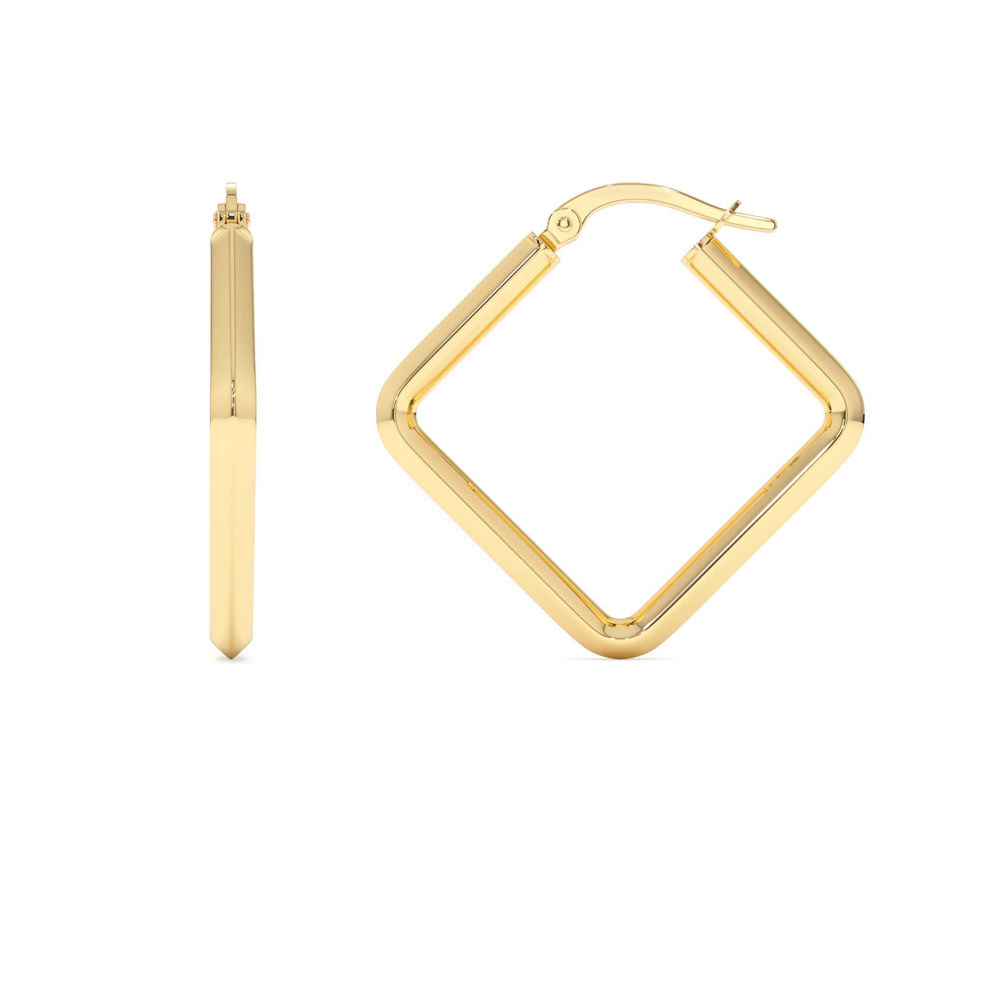14K Gold Geometric Shaped Square Hoop Earrings - view 2