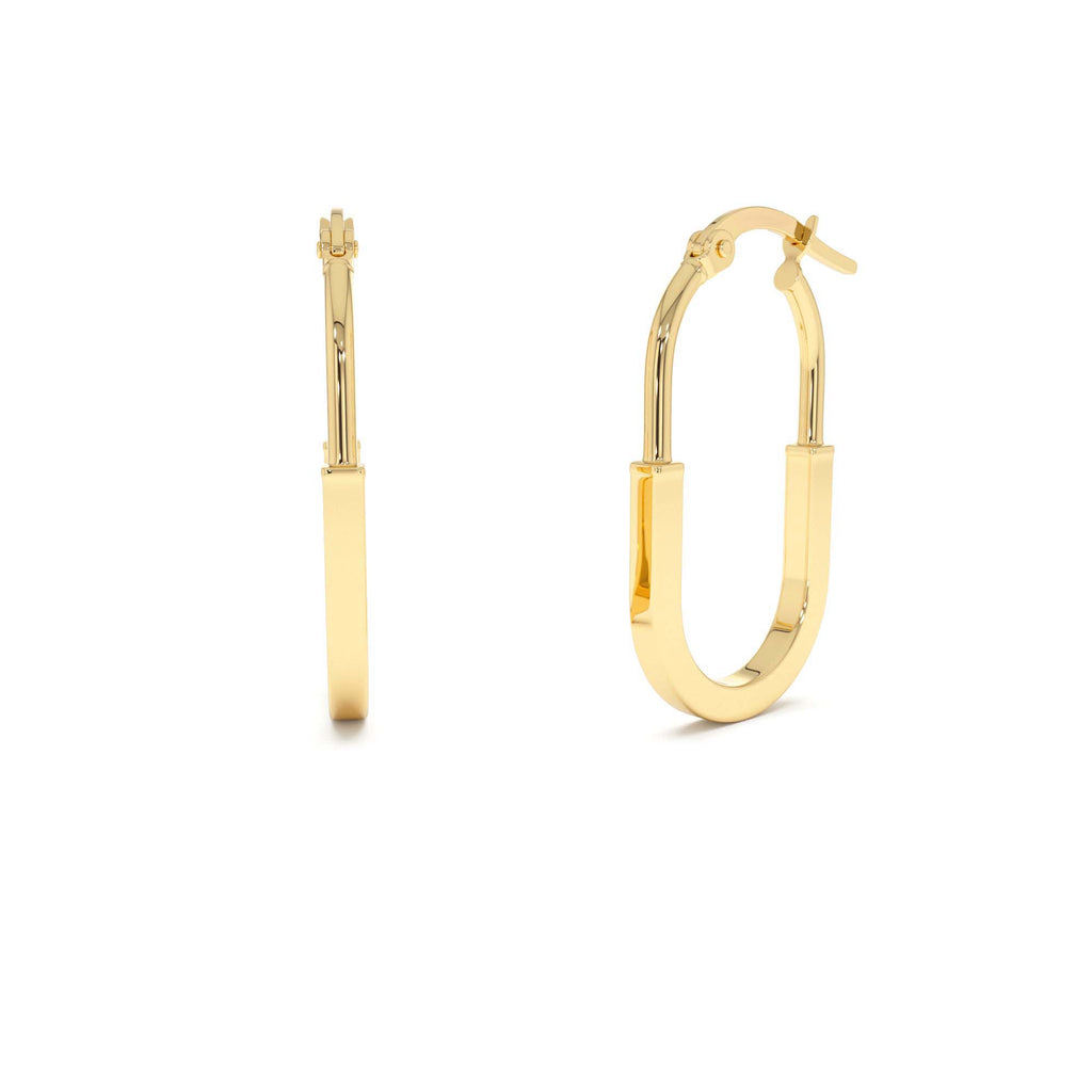 14K Gold Flat Edge Hoop Earrings by Orlina Fine
