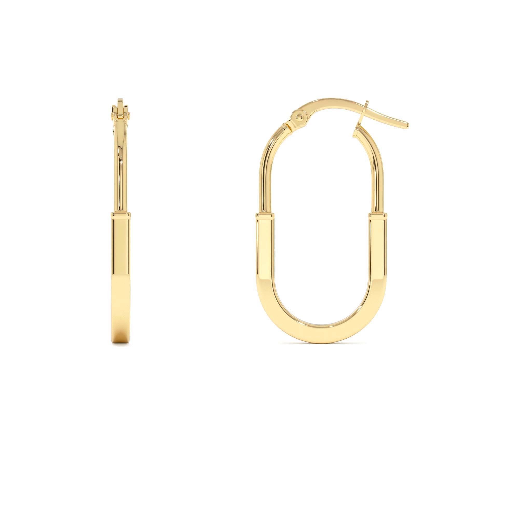 14K Gold Flat Edge Hoop Earrings - view 2
