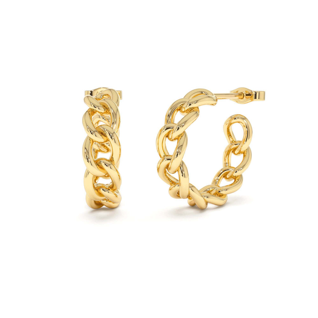 14k Gold Chain Link Statement Hoop Earrings by Orlina Fine