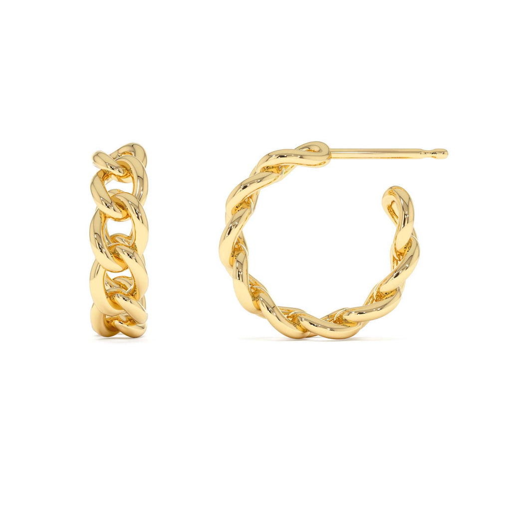 14k Gold Chain Link Statement Hoop Earrings - view 2