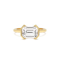 2.00 ctw 14K Half Bezel East-West Emerald Cut Lab Grown Engagement Ring by Orlina Fine