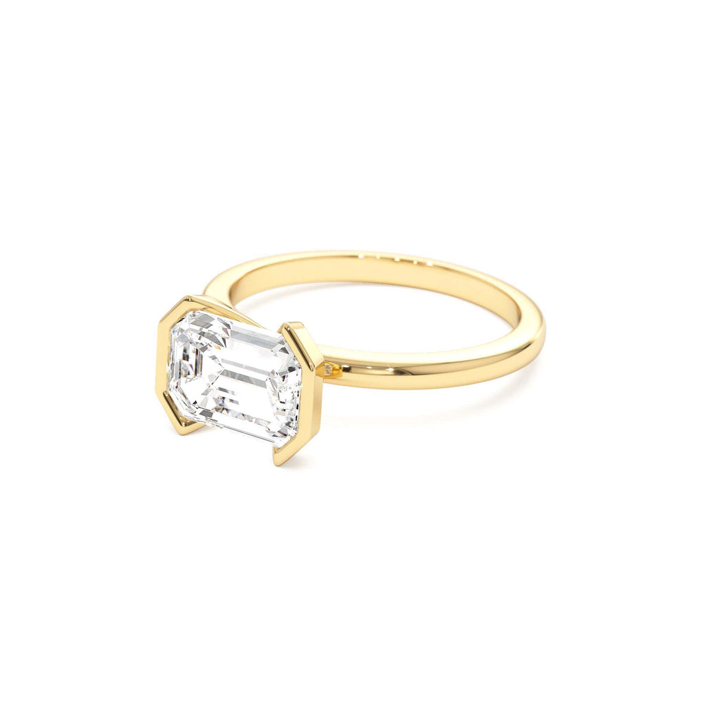 2.00 ctw 14K Half Bezel East-West Emerald Cut Lab Grown Engagement Ring - view 4