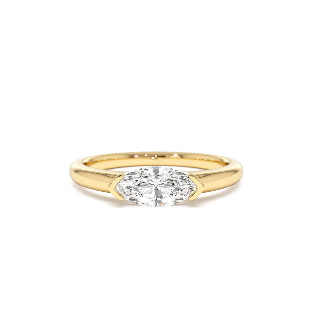 0.75 ctw 14k Marquise Shaped East-West Lab Grown Engagement Ring by Orlina Fine