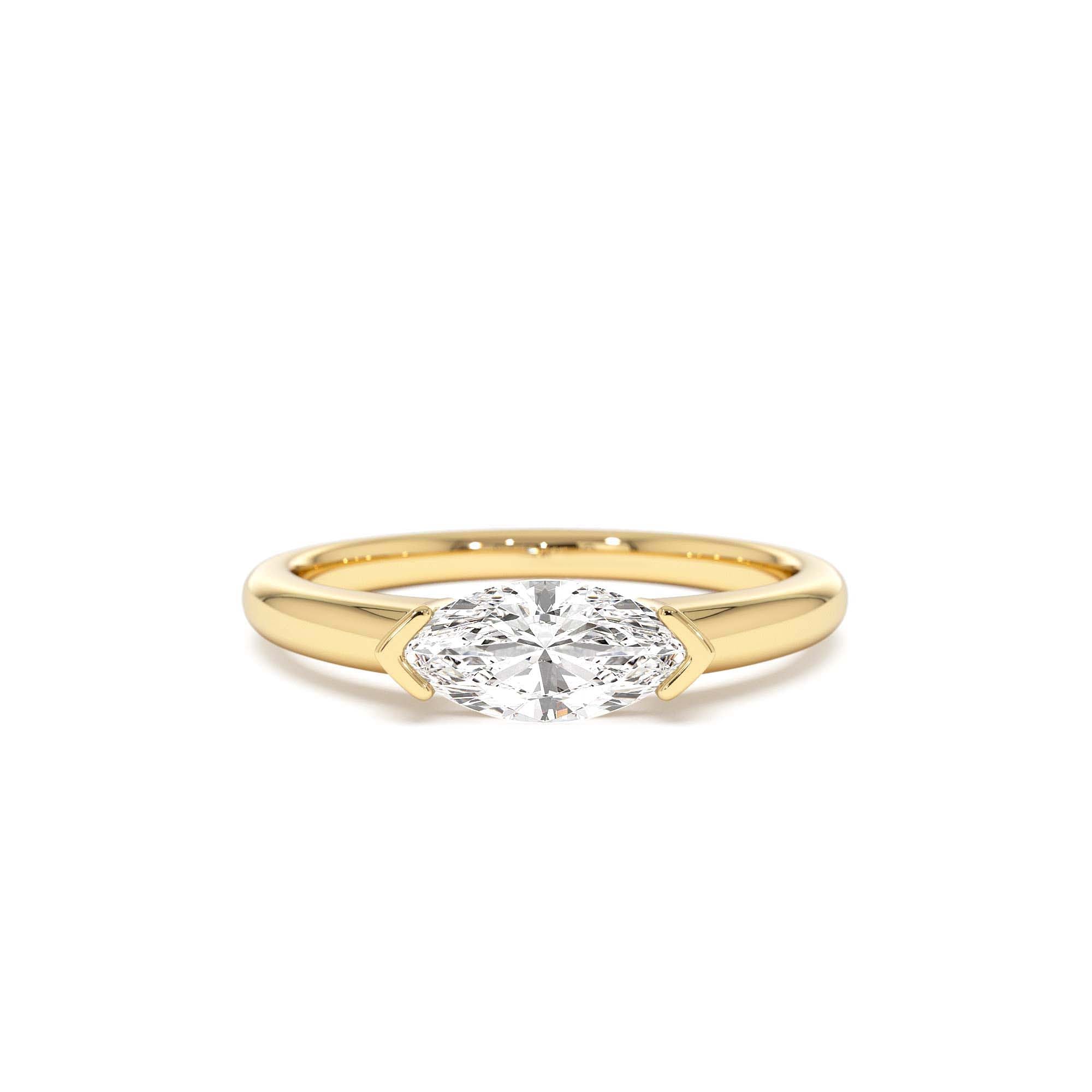 0.75 ctw 14k Marquise Shaped East-West Lab Grown Engagement Ring by Orlina Fine