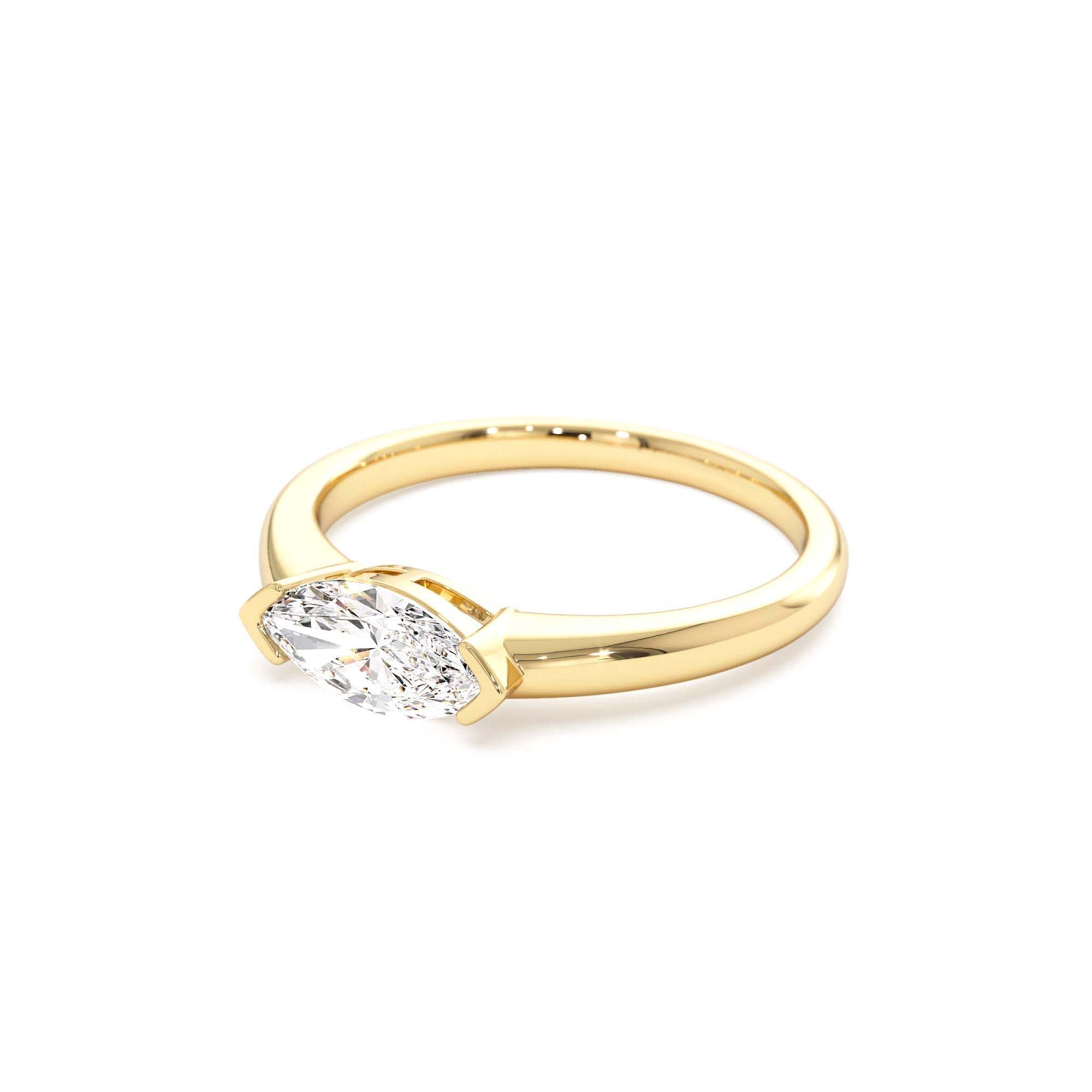 0.75 ctw 14k Marquise Shaped East-West Lab Grown Engagement Ring - view 5