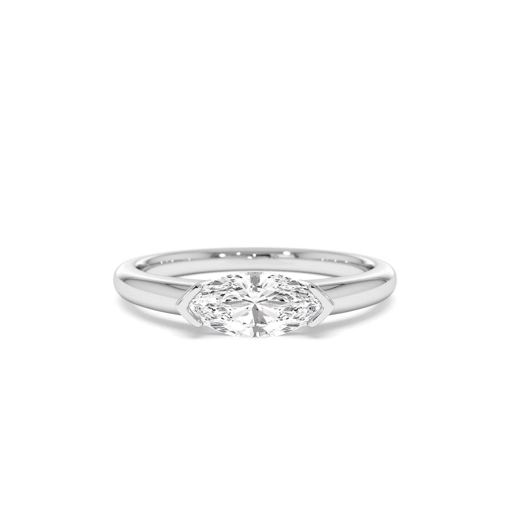 0.75 ctw 14k Marquise Shaped East-West Lab Grown Engagement Ring - view 4
