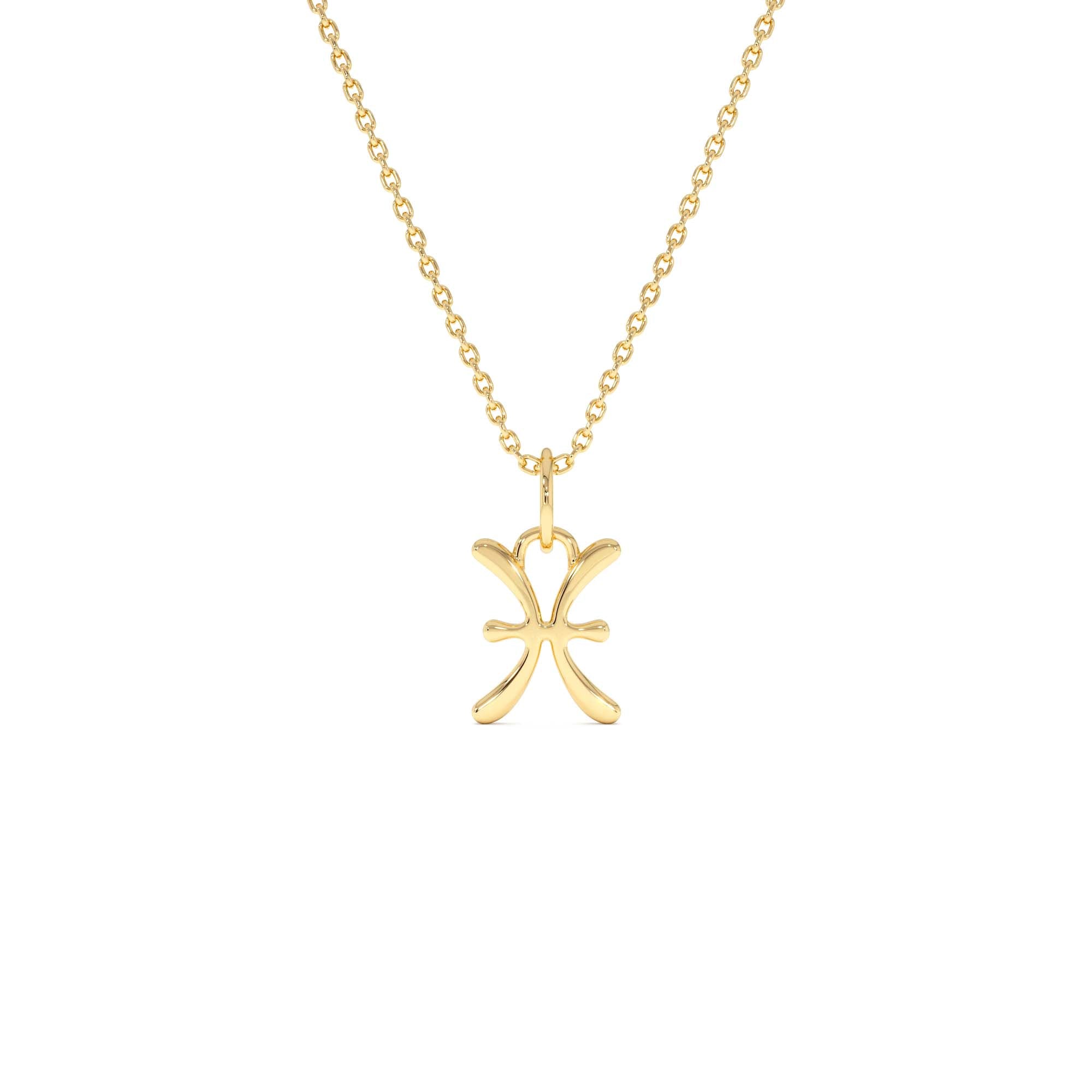 14K Pisces Zodiac Charm Necklace by Orlina Fine