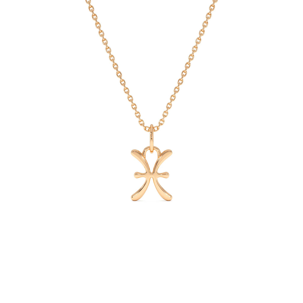 14K Pisces Zodiac Charm Necklace - view 2