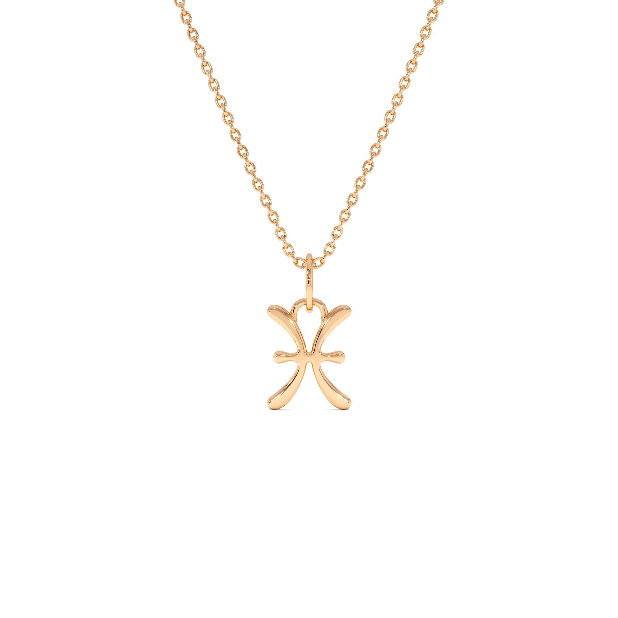 14K Pisces Zodiac Charm Necklace - view 2