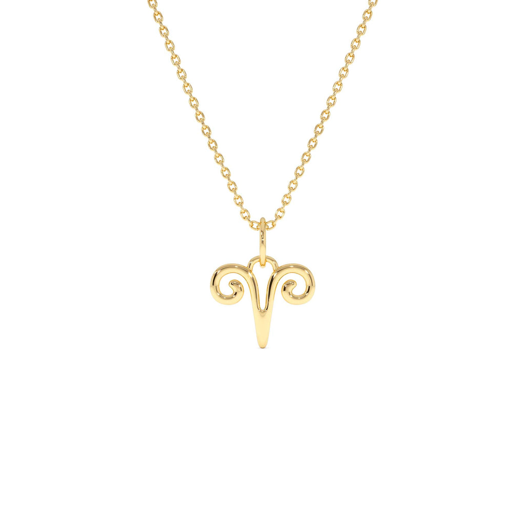14K Aries Zodiac Charm Necklace by Orlina Fine