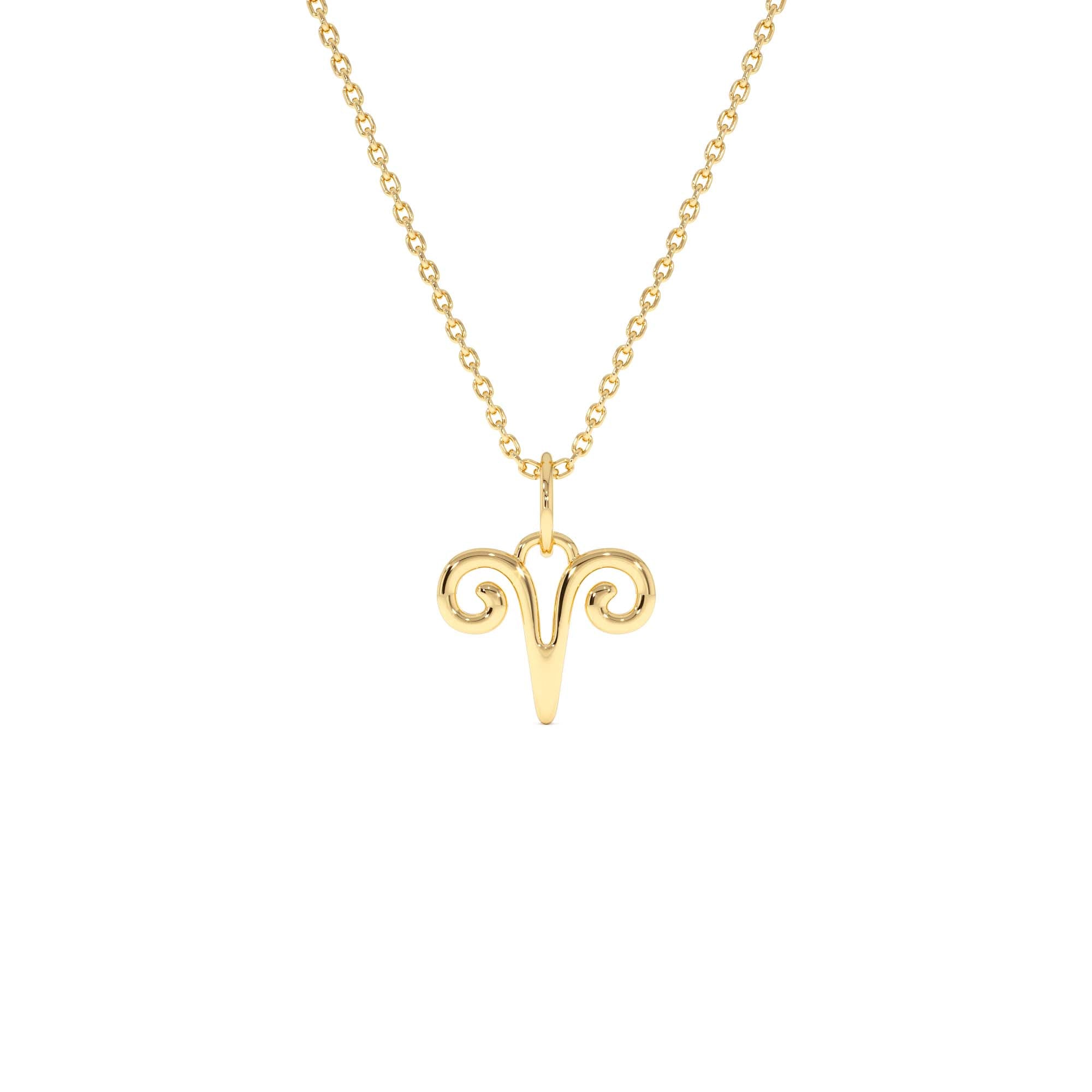14K Aries Zodiac Charm Necklace by Orlina Fine