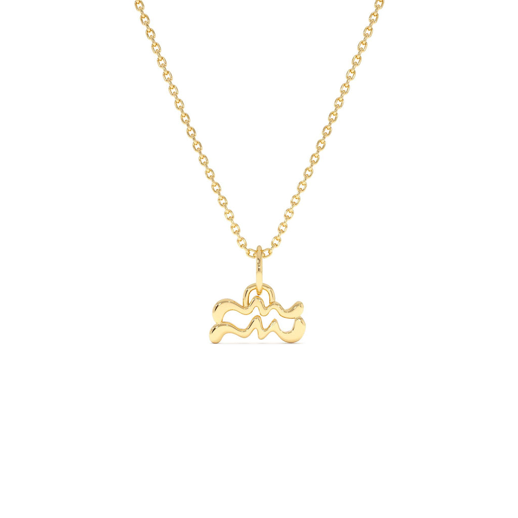 14K Aquarius Zodiac Charm Necklace by Orlina Fine