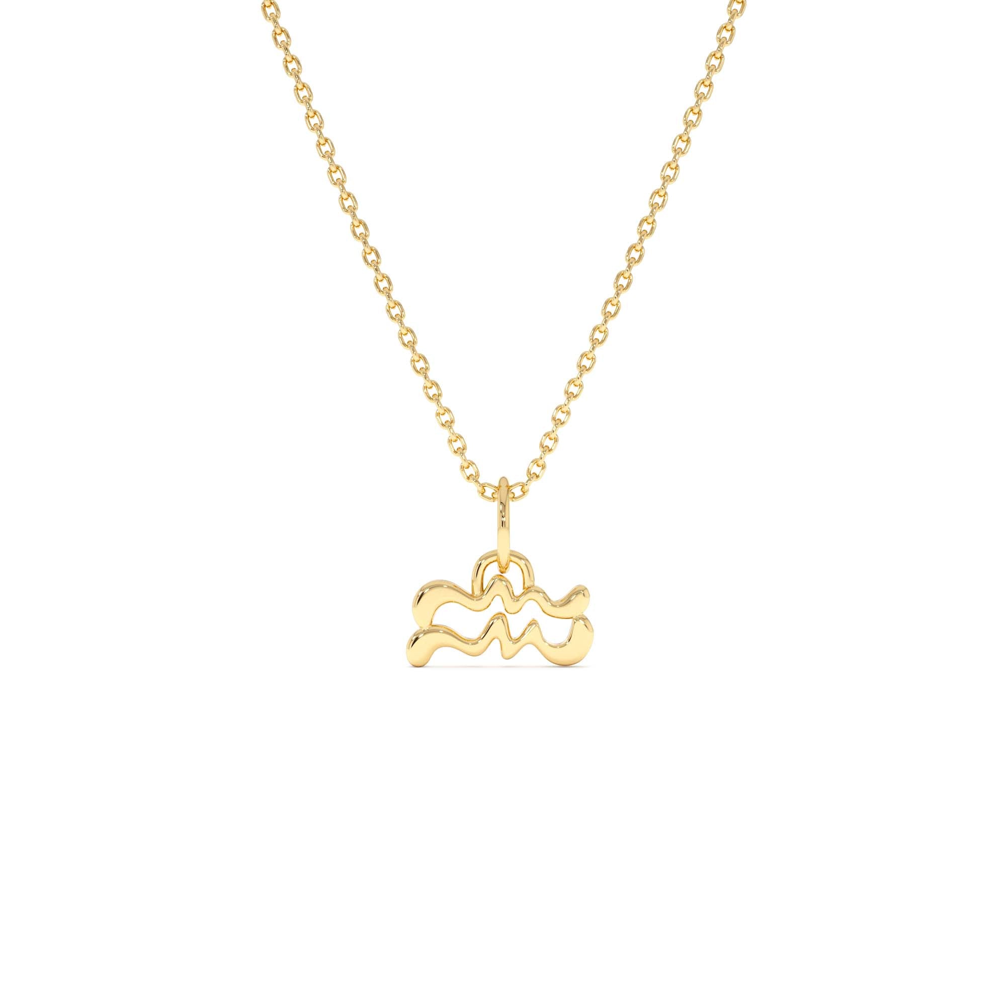 14K Aquarius Zodiac Charm Necklace by Orlina Fine