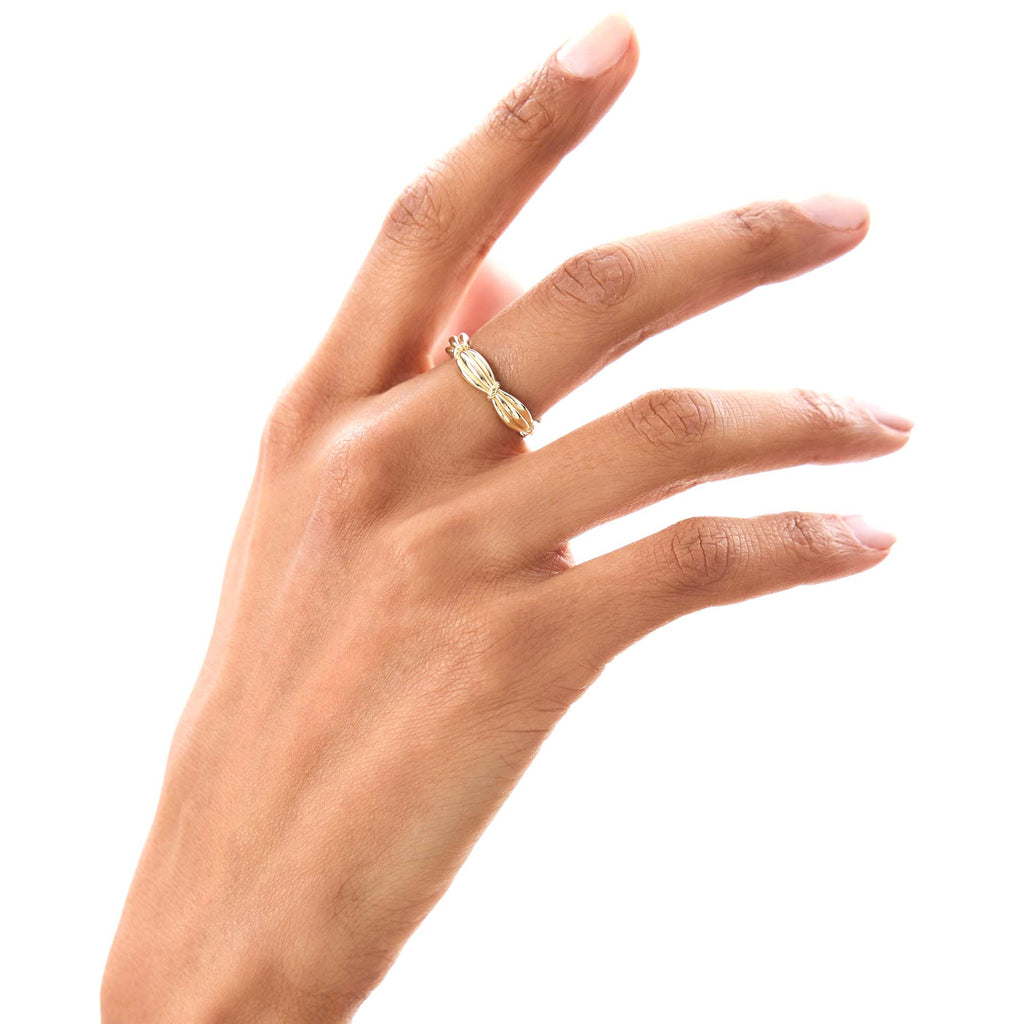 14k Gold Textured Knot Ring - view 2