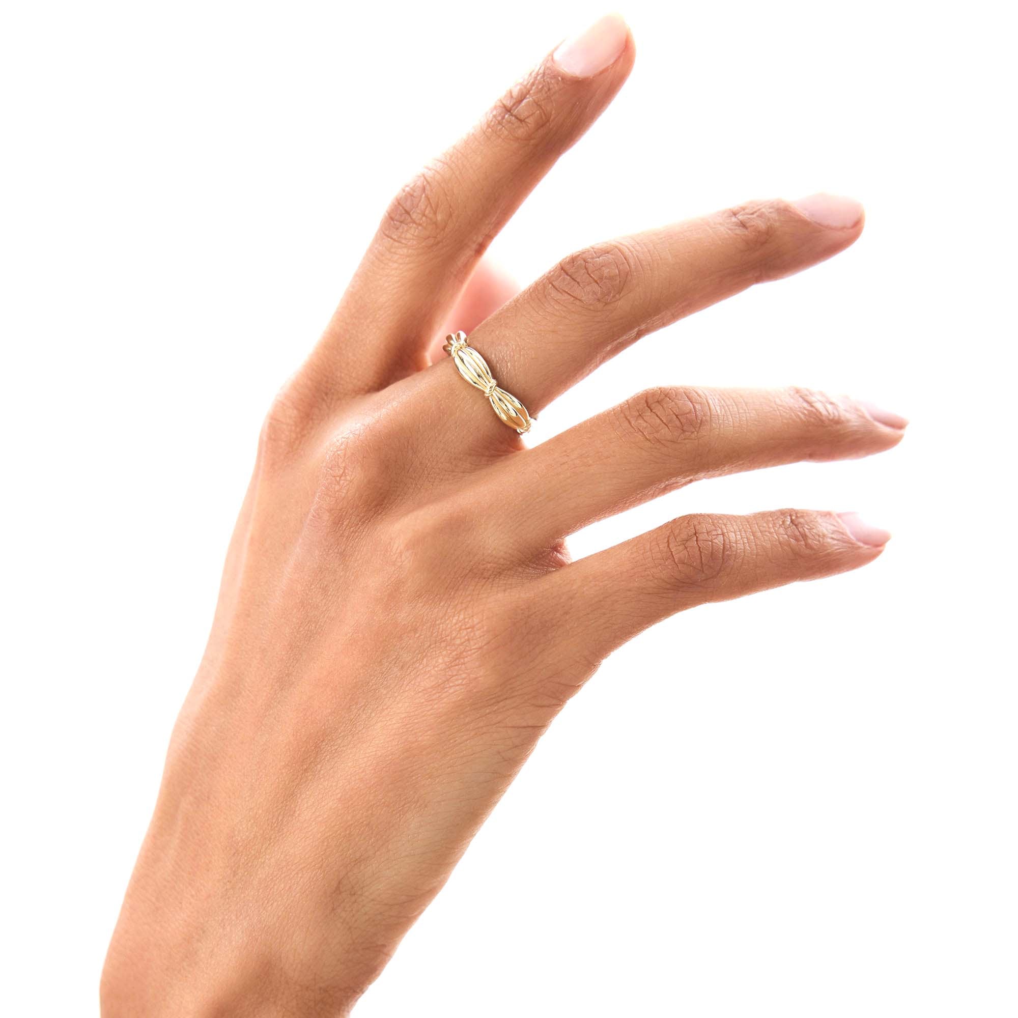 14k Gold Textured Knot Ring - view 2
