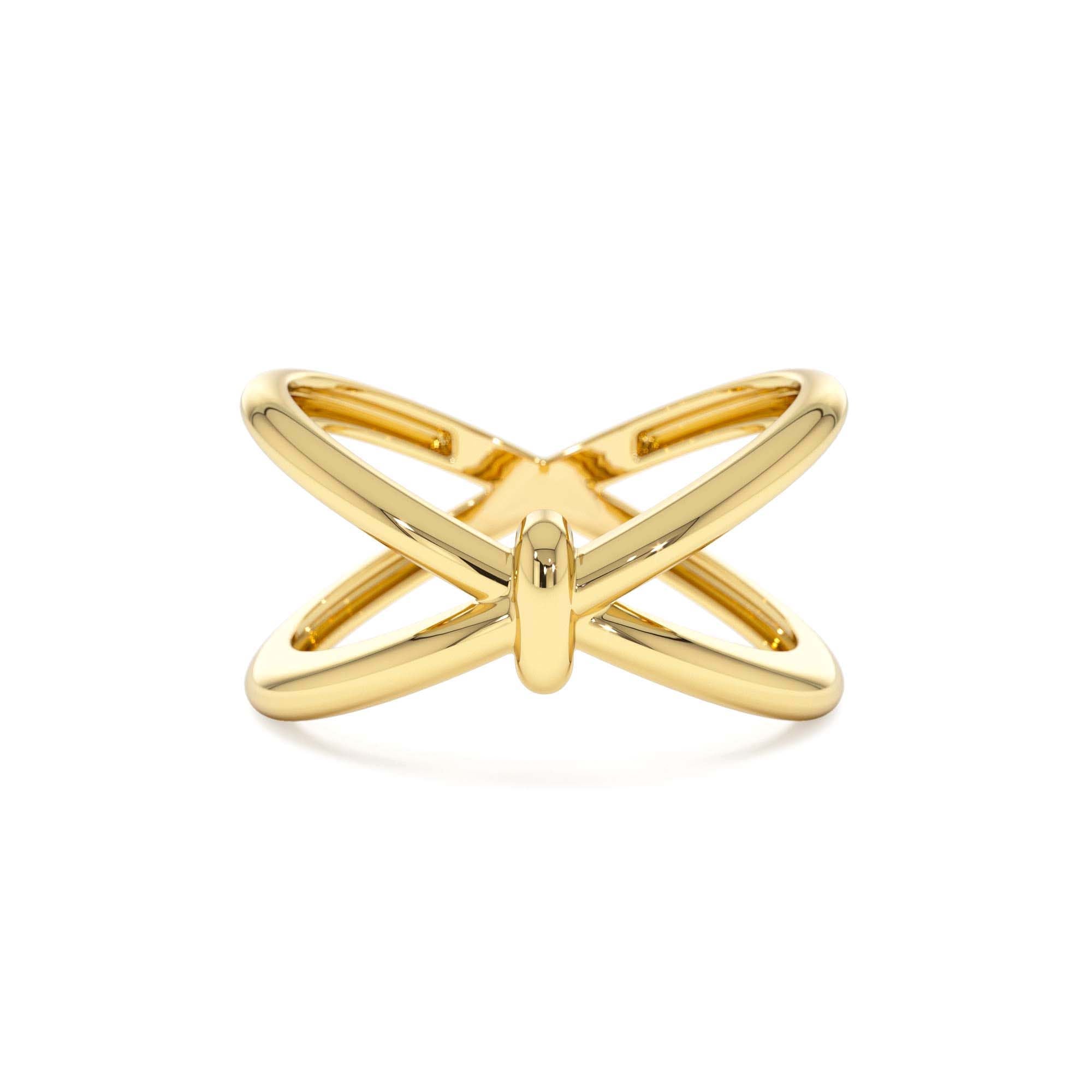 14K Gold Crossover Band by Orlina Fine