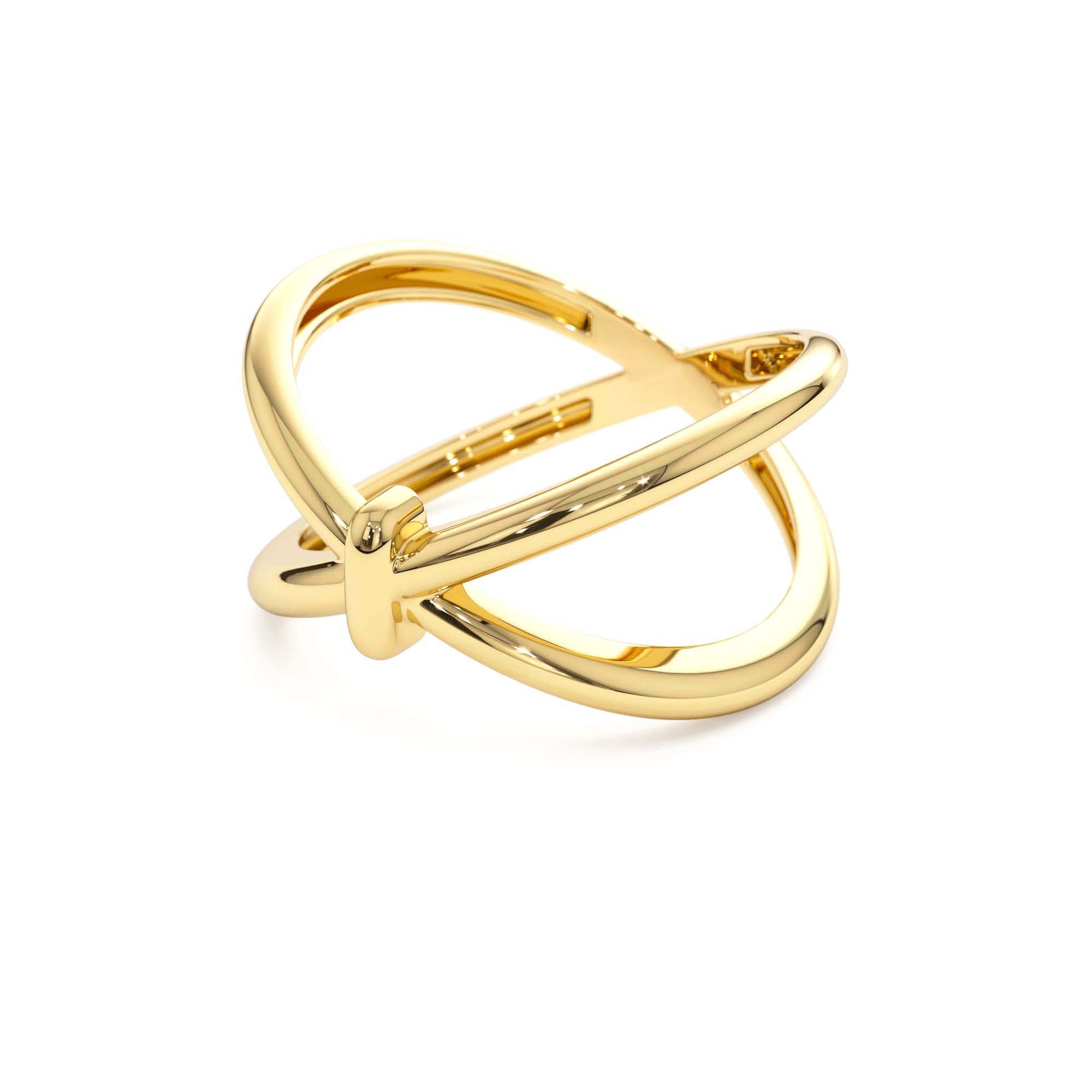 14K Gold Crossover Band - view 4