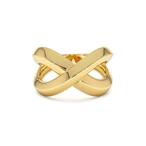 14K Chunky Gold Criss Cross Statement Ring by Orlina Fine