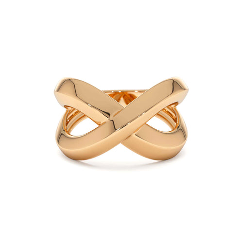 14K Chunky Gold Criss Cross Statement Ring - view 2