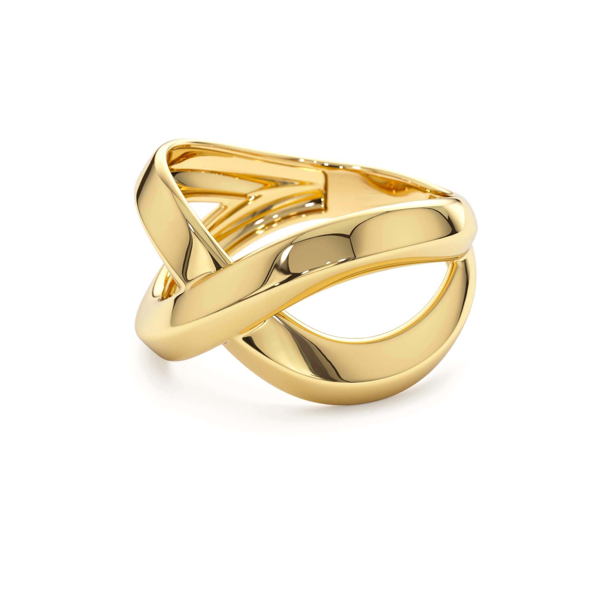 14K Chunky Gold Criss Cross Statement Ring - view 4
