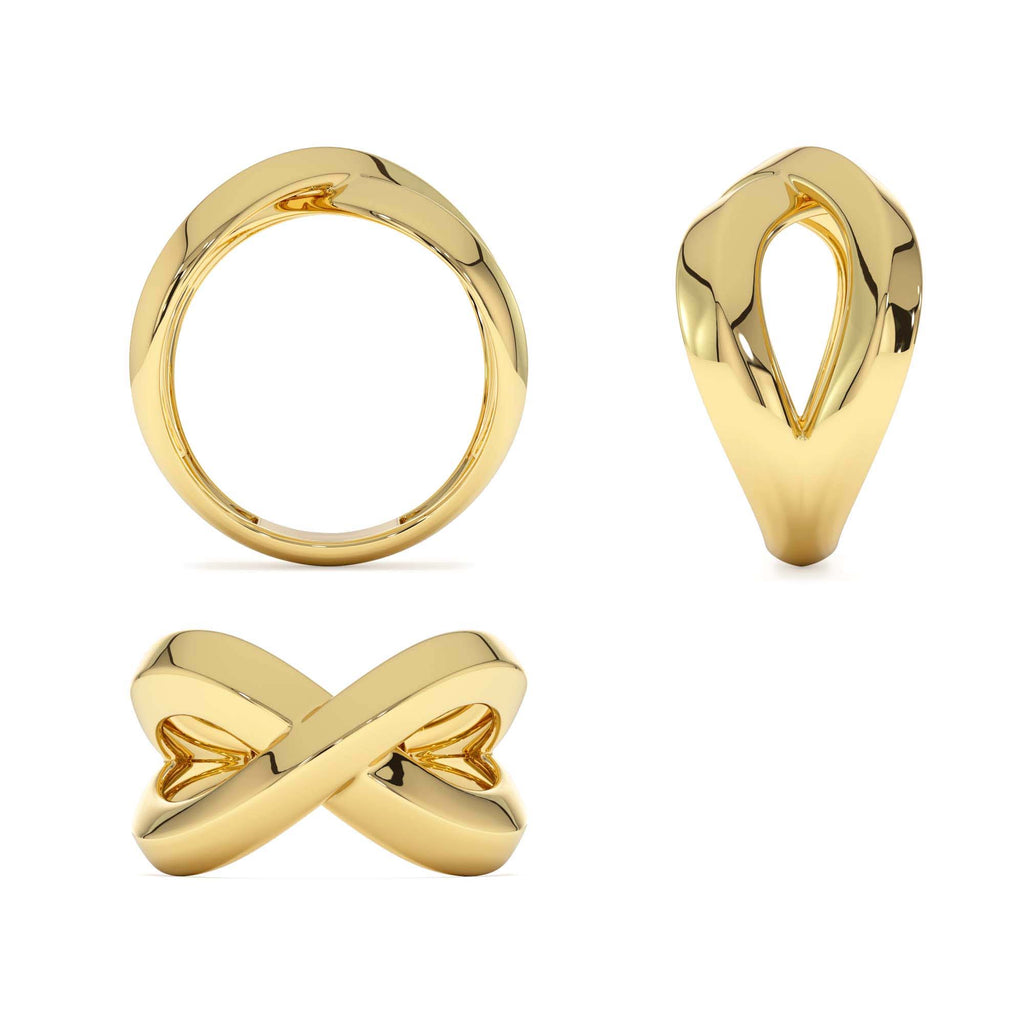14K Chunky Gold Criss Cross Statement Ring - view 5