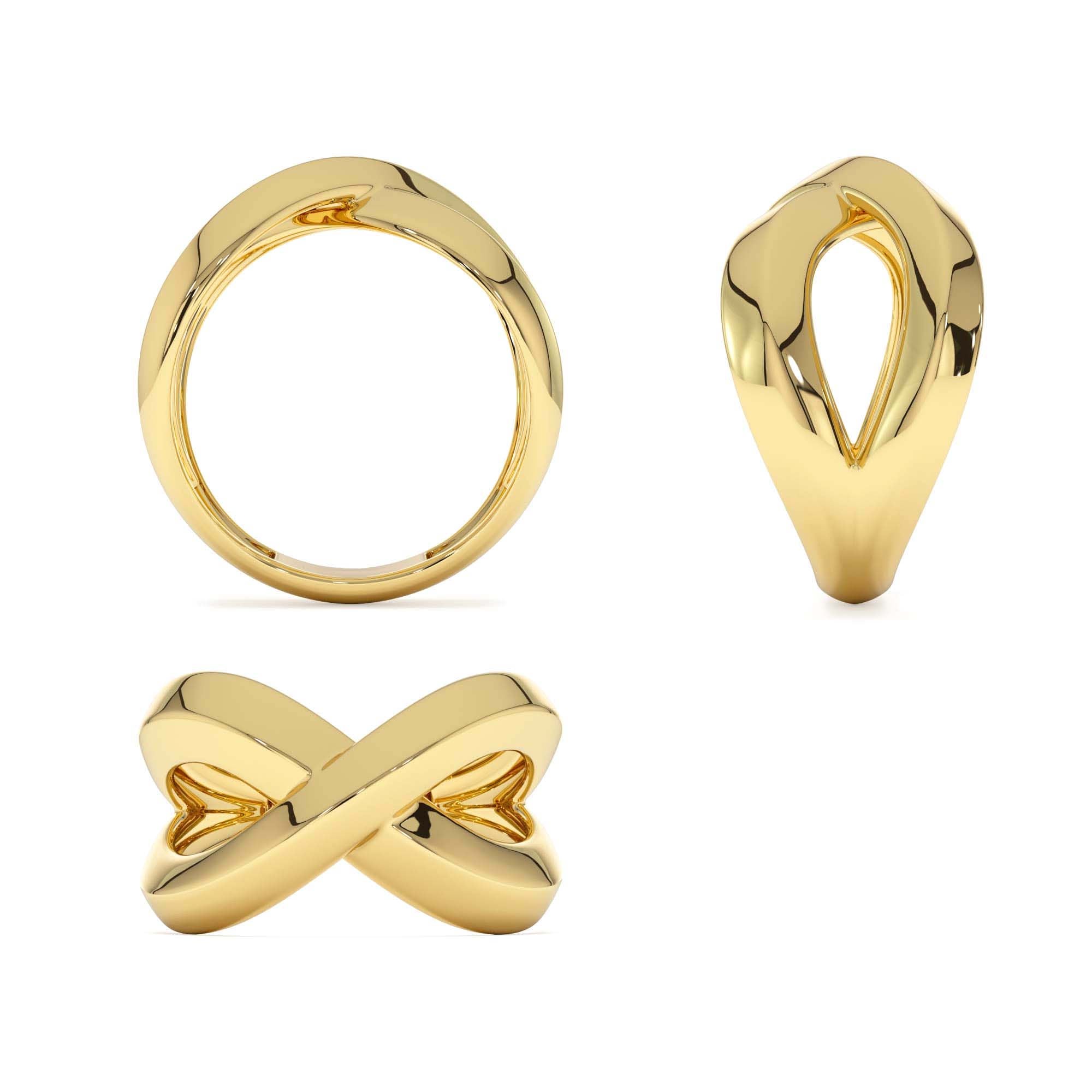 14K Chunky Gold Criss Cross Statement Ring - view 5