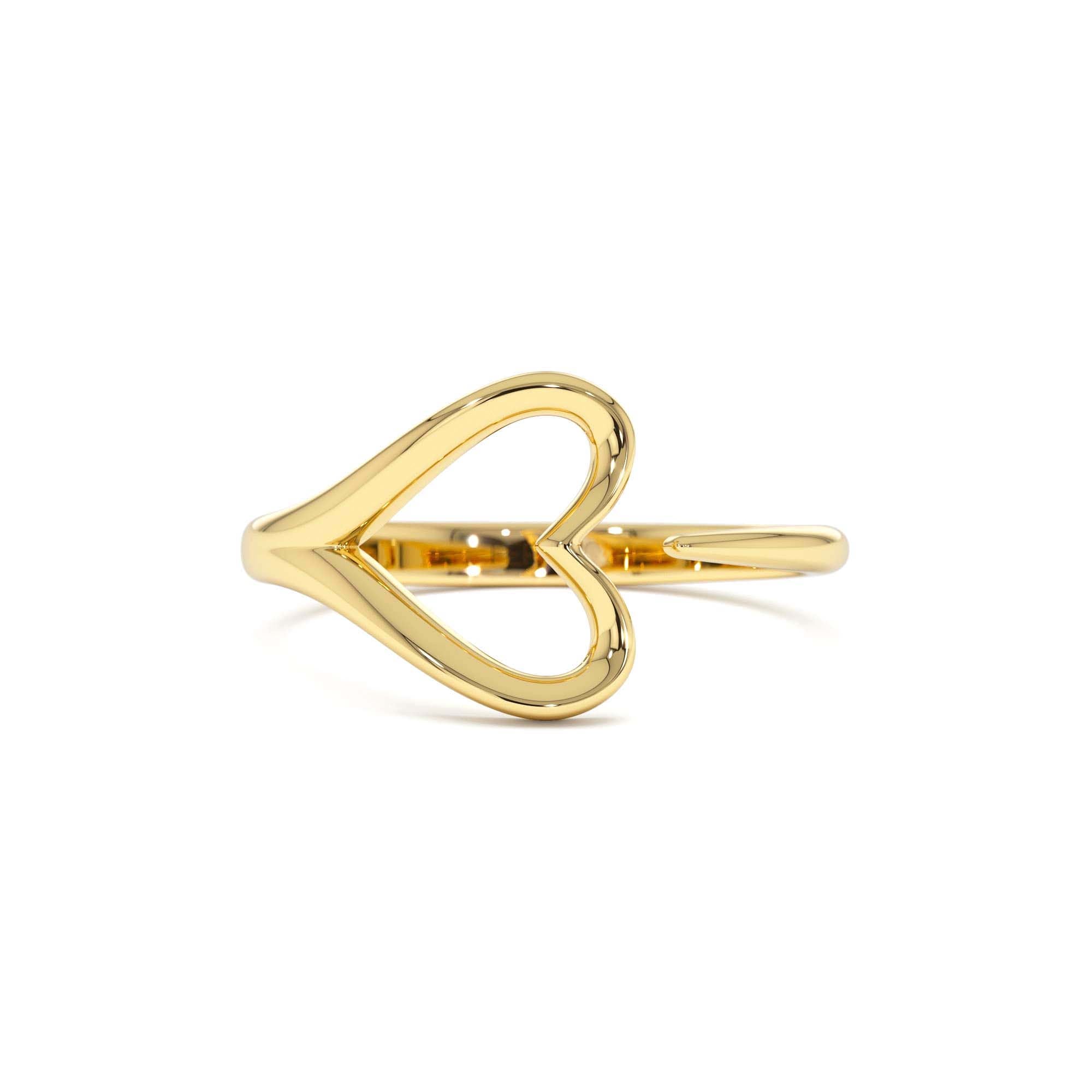 14k Gold Minimalist Heart Outline Band by Orlina Fine