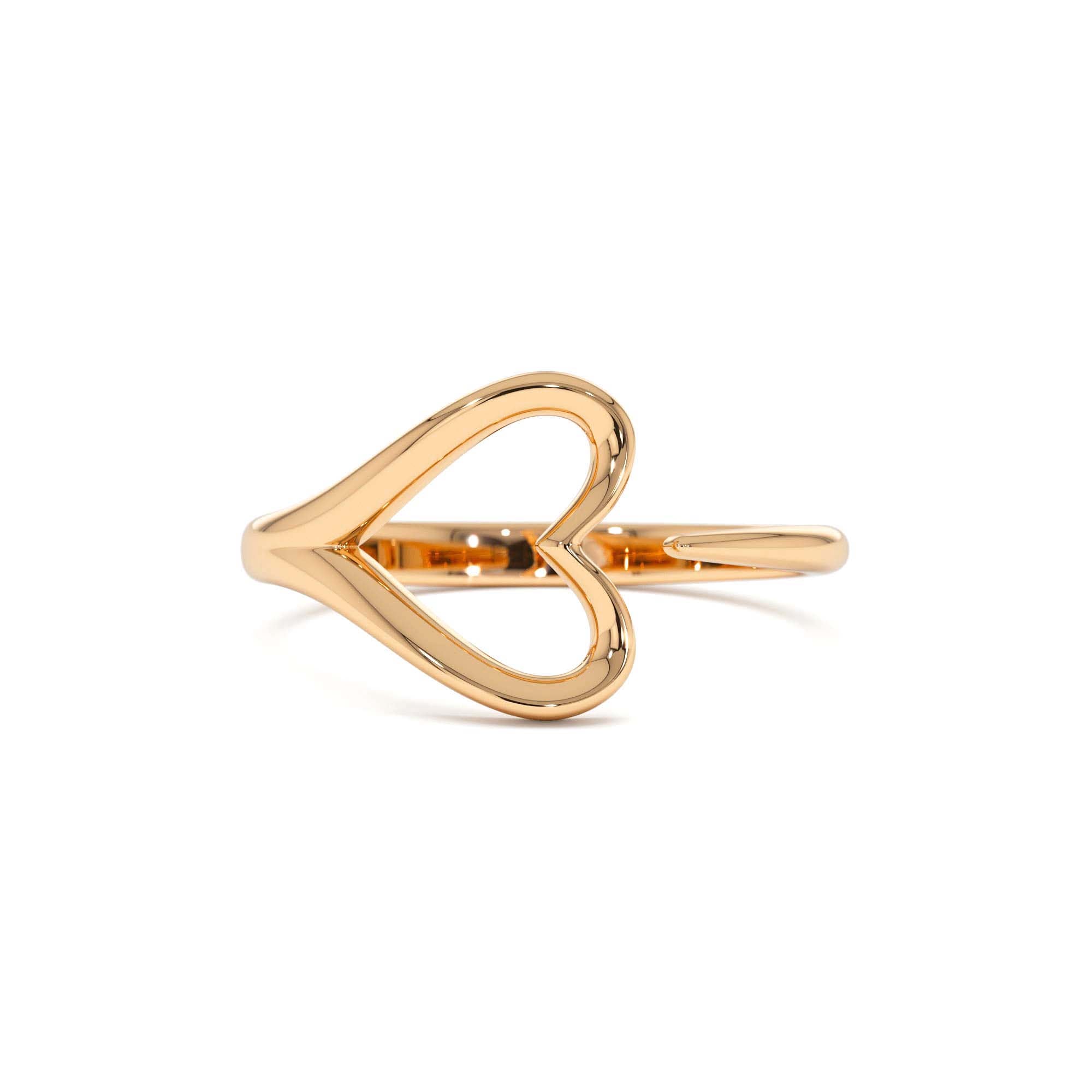 14k Gold Minimalist Heart Outline Band - view 2