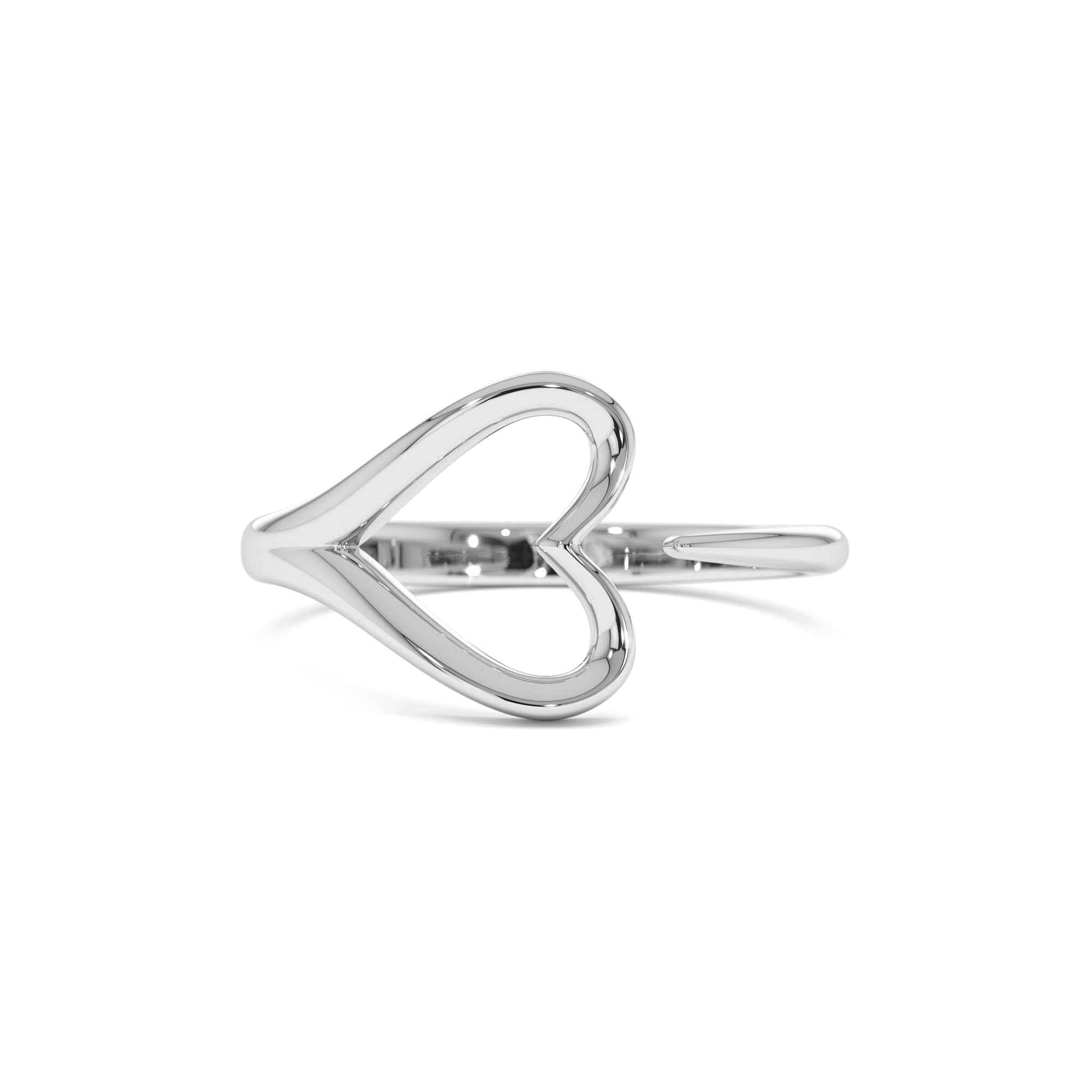 14k Gold Minimalist Heart Outline Band - view 3