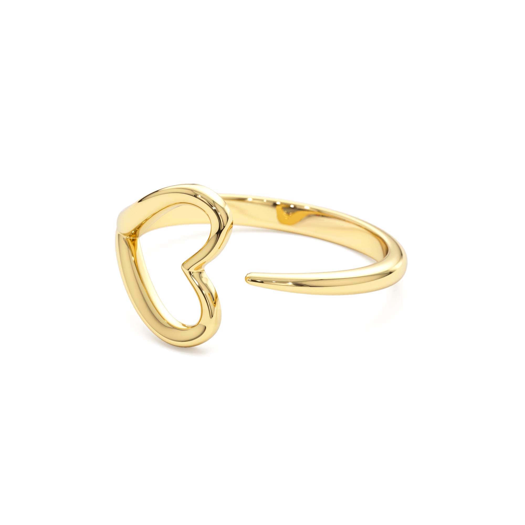 14k Gold Minimalist Heart Outline Band - view 4