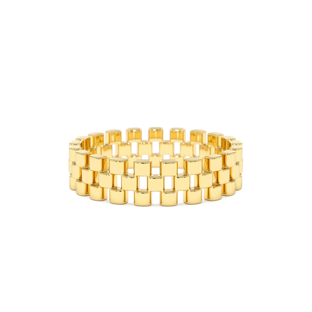 14k Gold 3 Row Link Ring by Orlina Fine