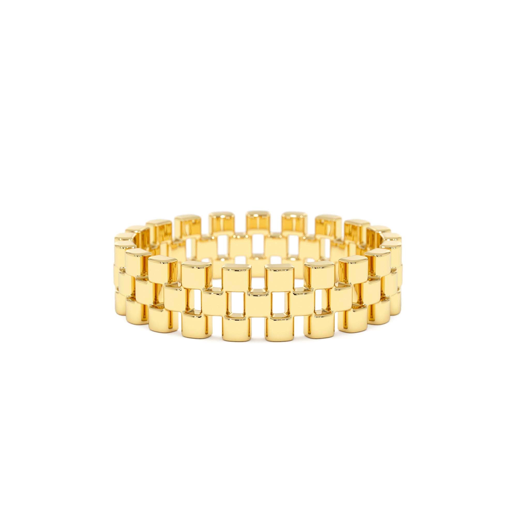 14k Gold 3 Row Link Ring by Orlina Fine