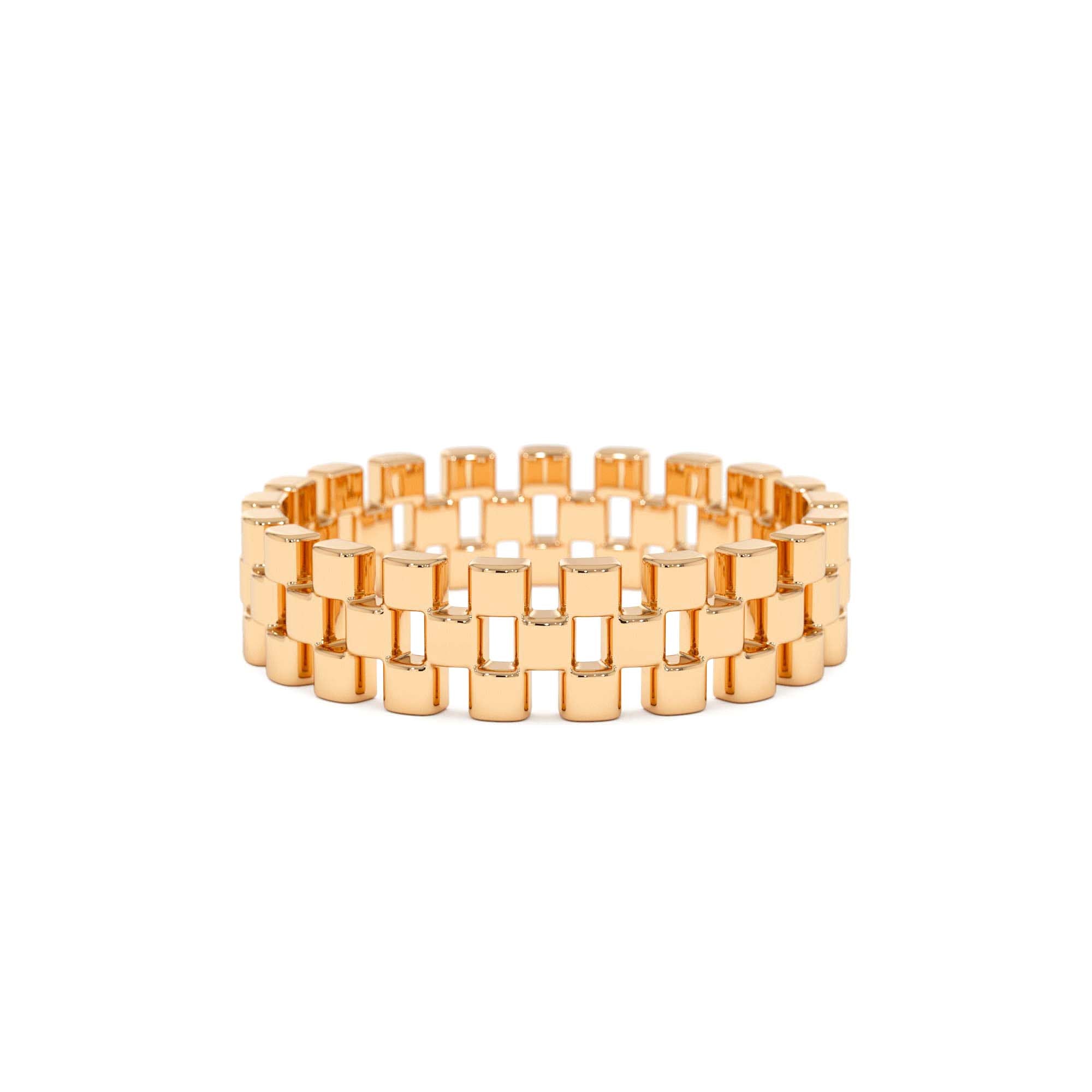 14k Gold 3 Row Link Ring - view 2