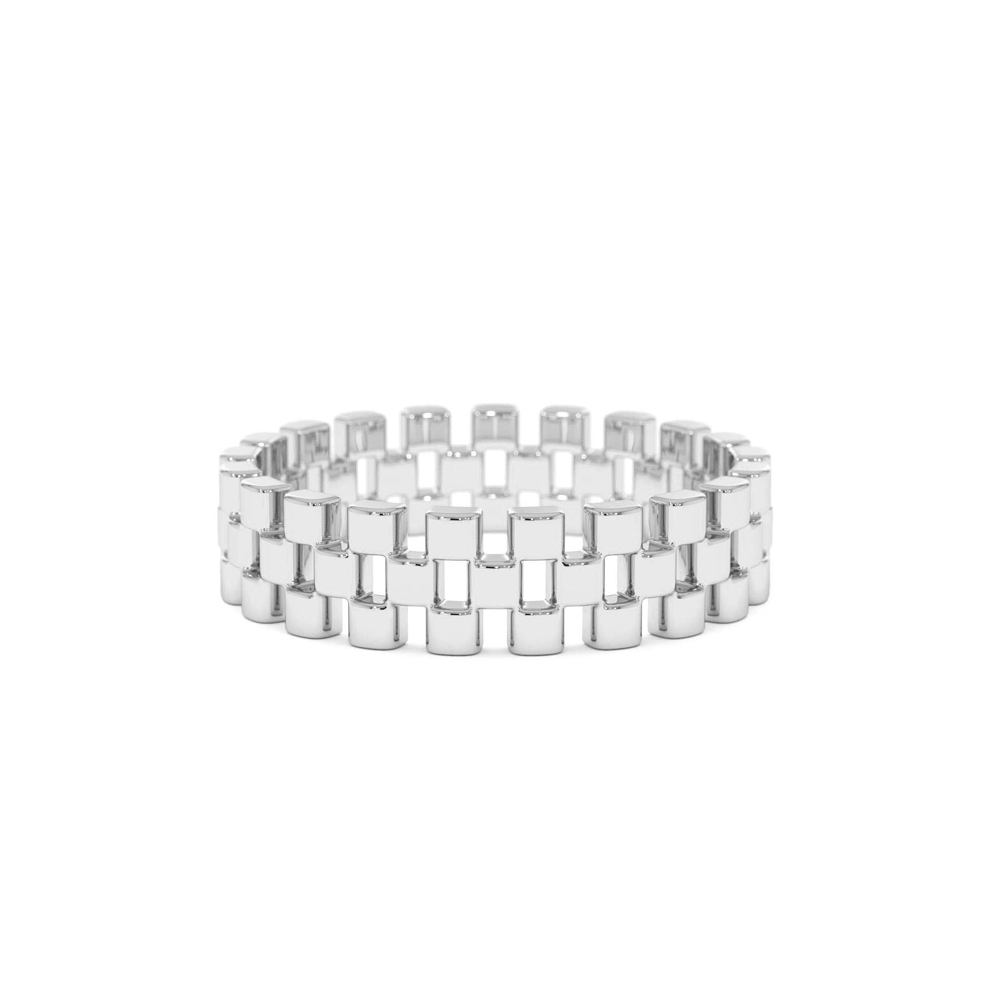 14k Gold 3 Row Link Ring - view 3