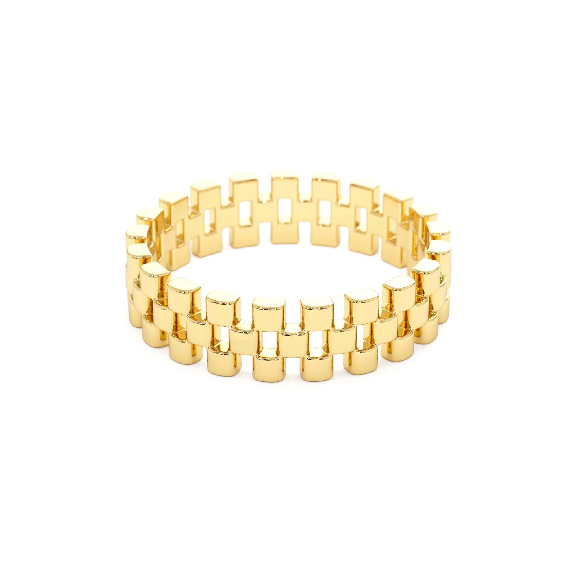 14k Gold 3 Row Link Ring - view 4