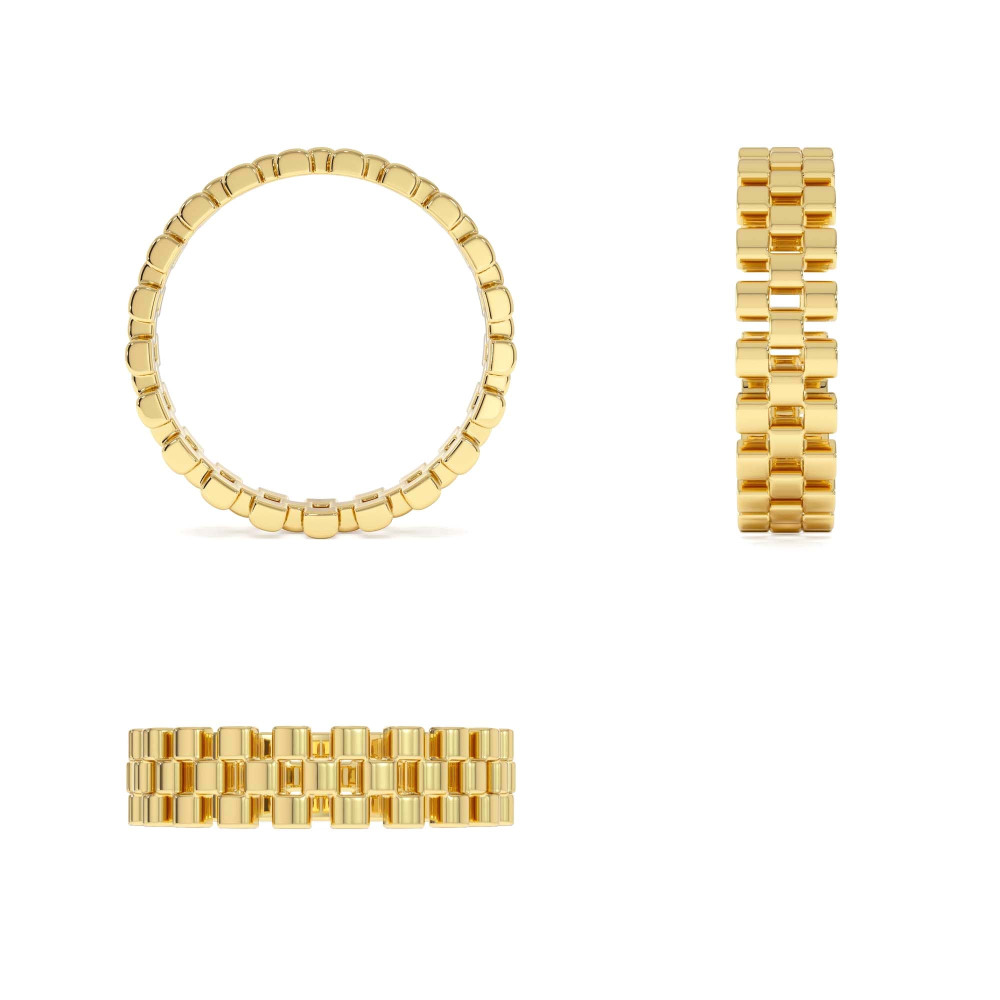 14k Gold 3 Row Link Ring - view 5