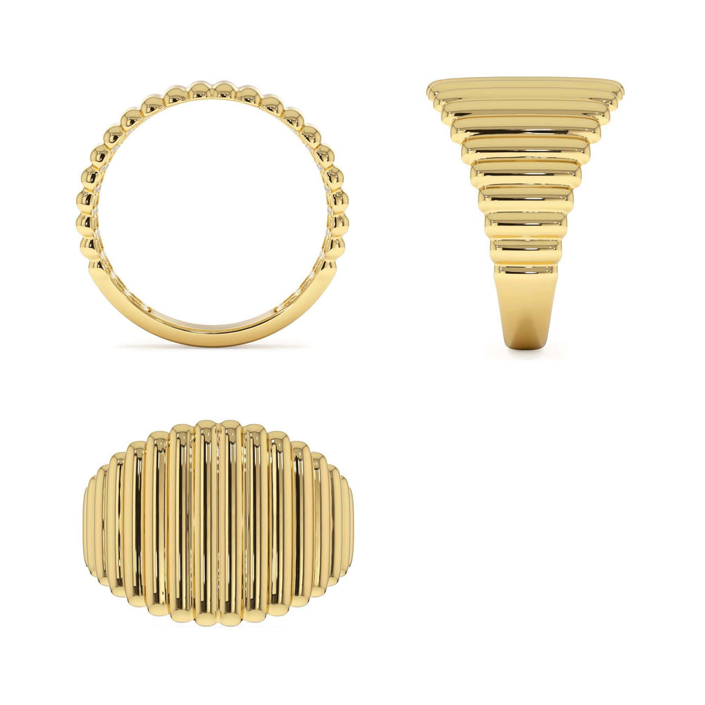 14k Gold Tapered Ribbed Statement Band - view 5