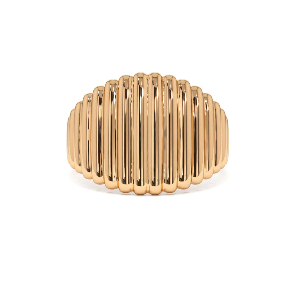 14k Gold Tapered Ribbed Statement Band - view 2