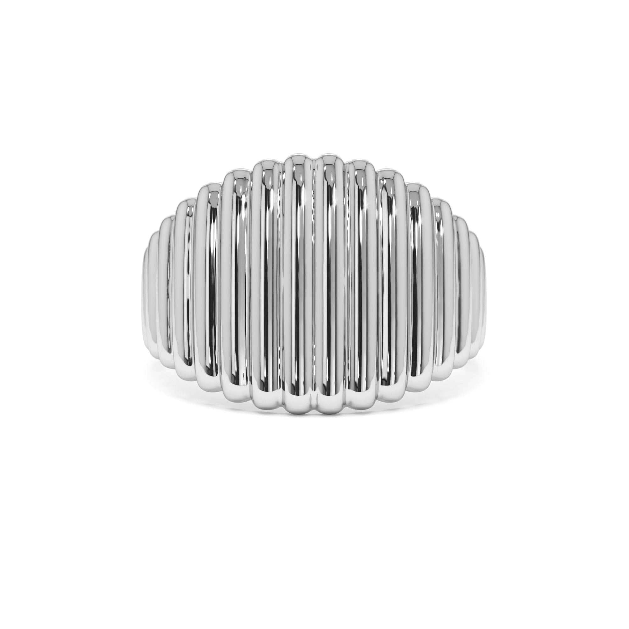 14k Gold Tapered Ribbed Statement Band - view 3