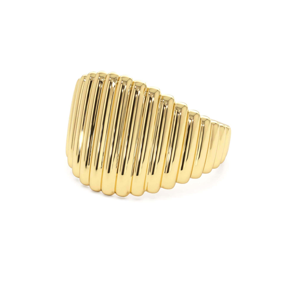 14k Gold Tapered Ribbed Statement Band - view 4