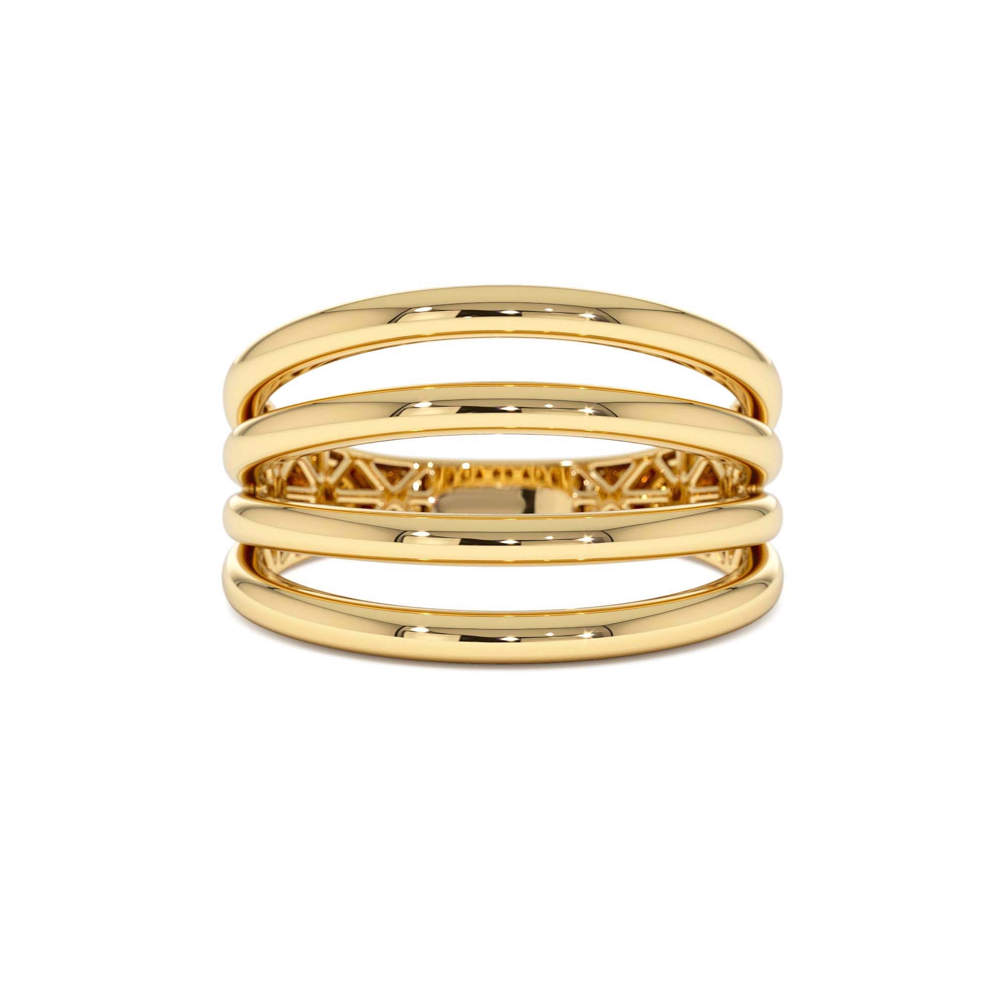 14k Gold Four Band Statement Ring by Orlina Fine