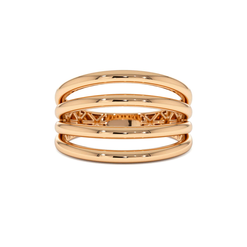 14k Gold Four Band Statement Ring - view 2