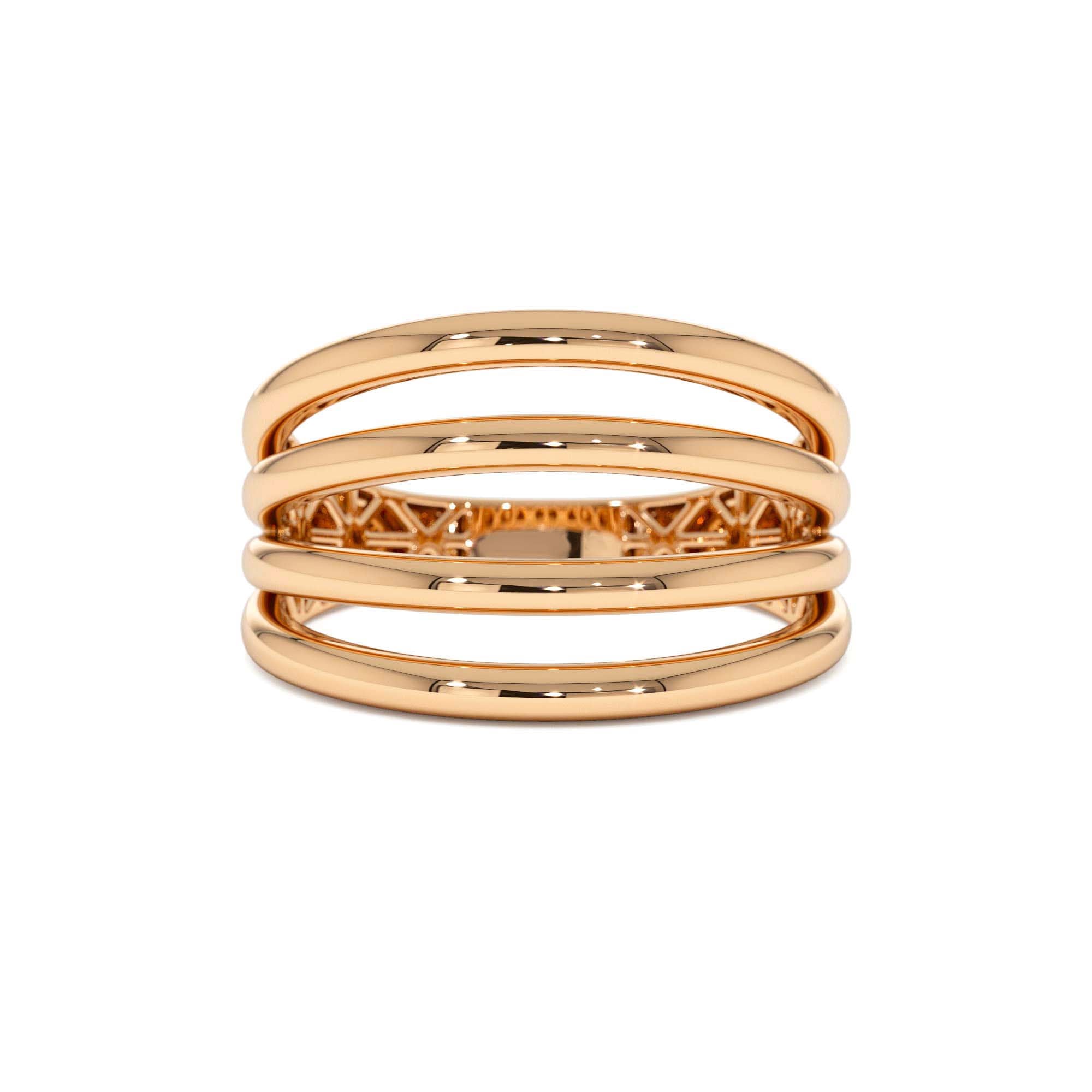 14k Gold Four Band Statement Ring - view 2