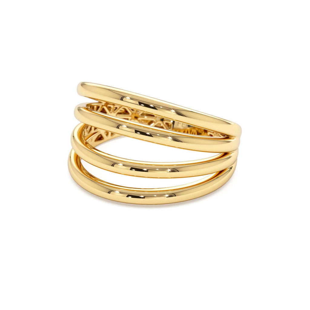 14k Gold Four Band Statement Ring - view 4