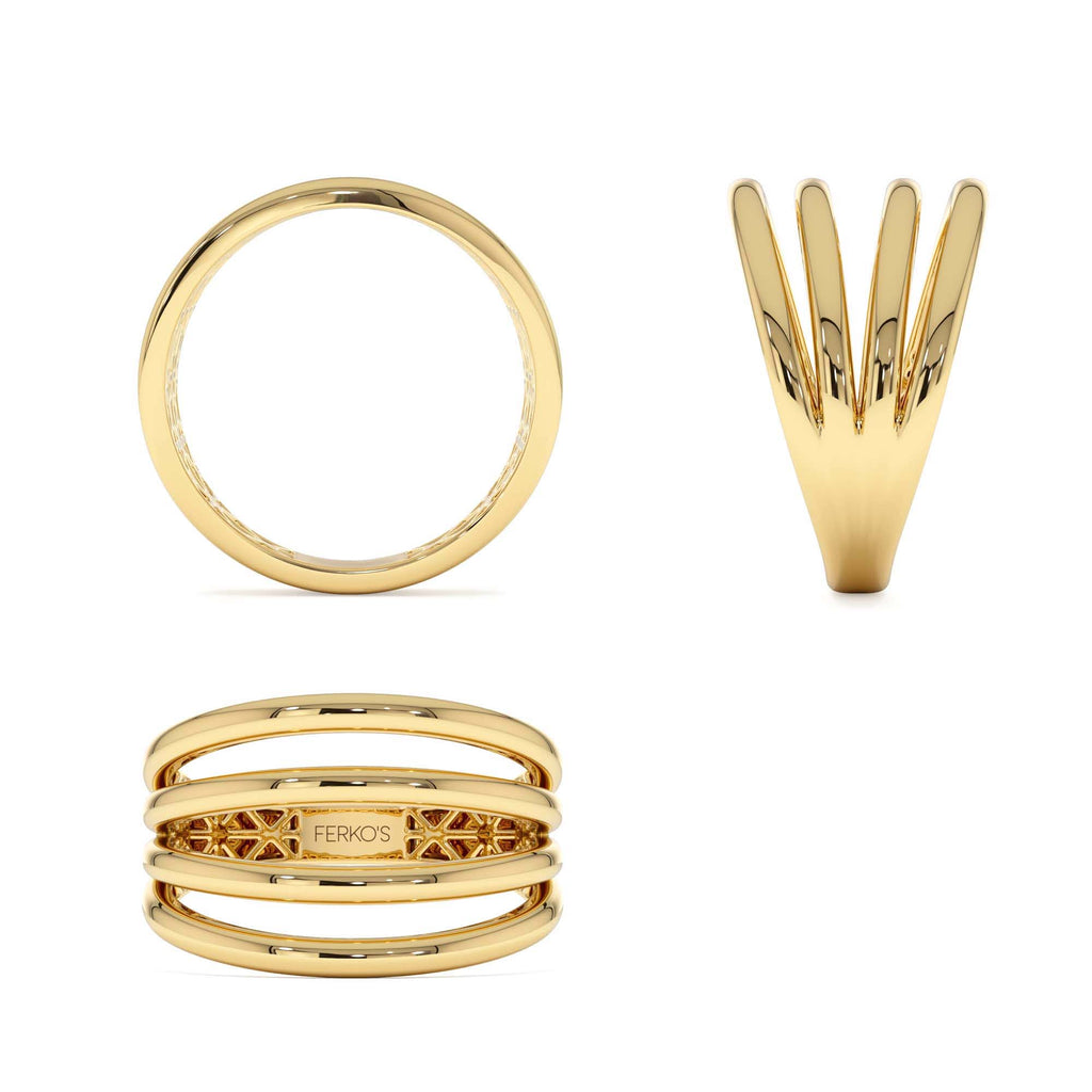 14k Gold Four Band Statement Ring - view 5